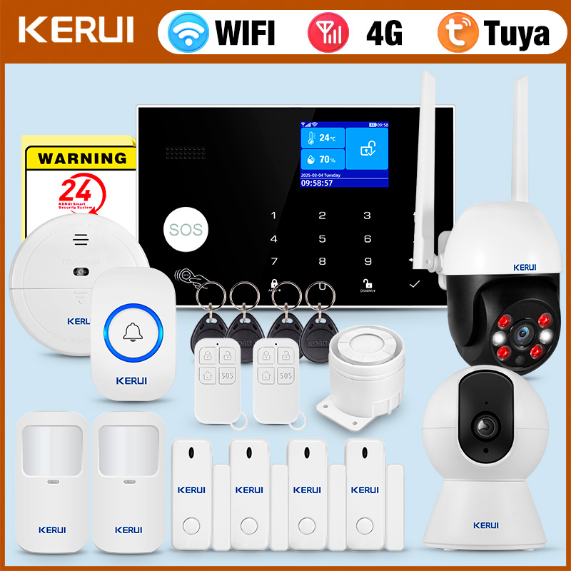 Home Security Ring System - KERUI 4G Alarm with Doorbell Ring