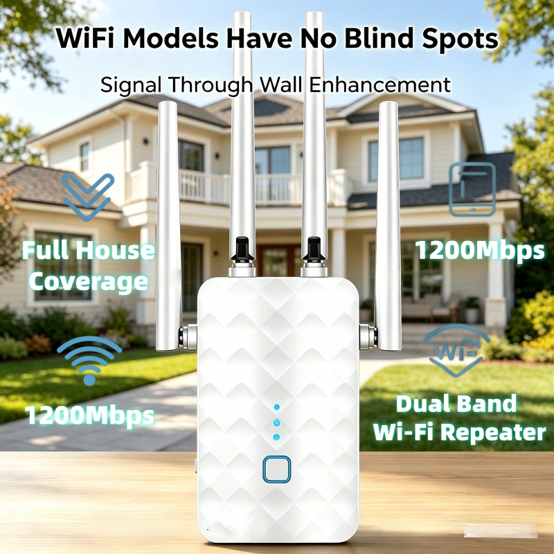 Home Security And Internet - 1200Mbps WiFi Repeater Wireless 2.4G/5GHz Dual